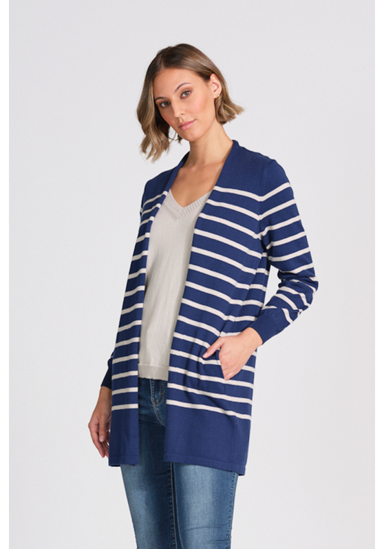 Striped Longline Women's Cardigan - CATEGORY-KNITWEAR + CARDIGANS ...