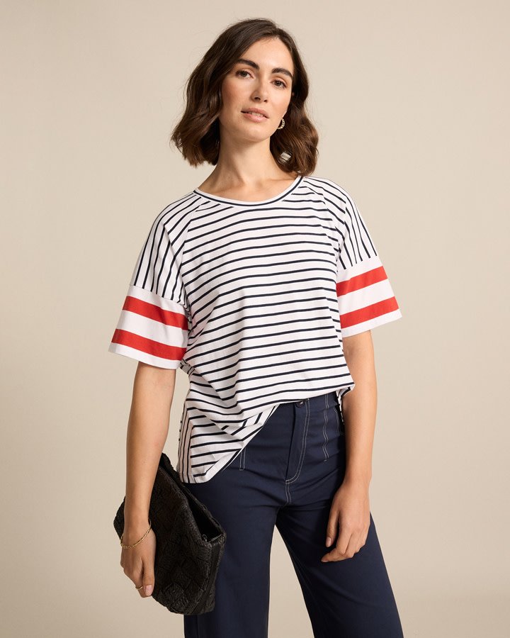 Raglan Stripe Women s Tee Marco Polo Buy Marco Polo Clothing Online Gabriella Clothing NZ MARCO POLO S24