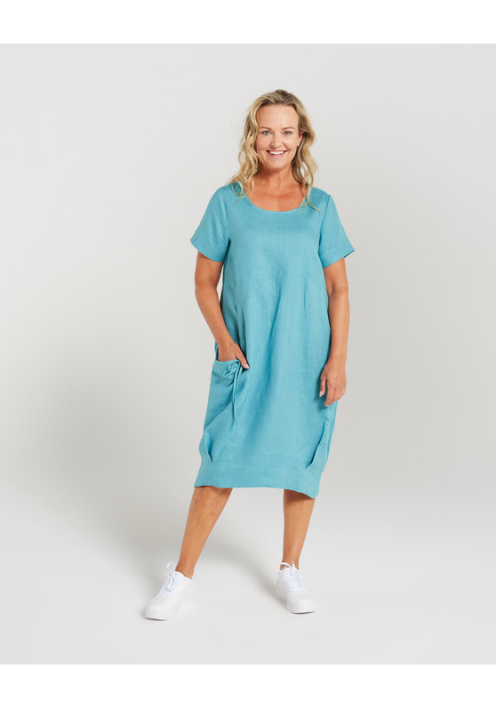 Plain Linen Bubble Hem Dress