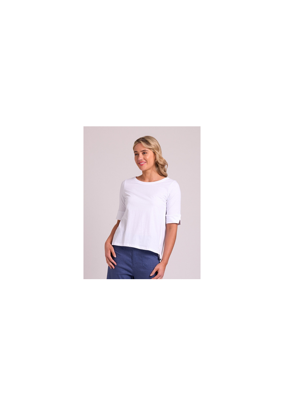 Wide Neck Elbow Sleeve Women's Top